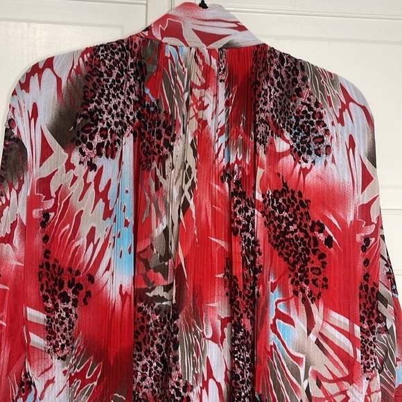 Erin London Women’s Abstract Blouse Plus Size M Red Tones - Picture 8 of 11